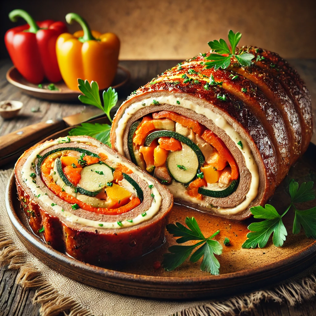 Recept za Mesni Rolat sa Punjenjem od Sira i Povrća